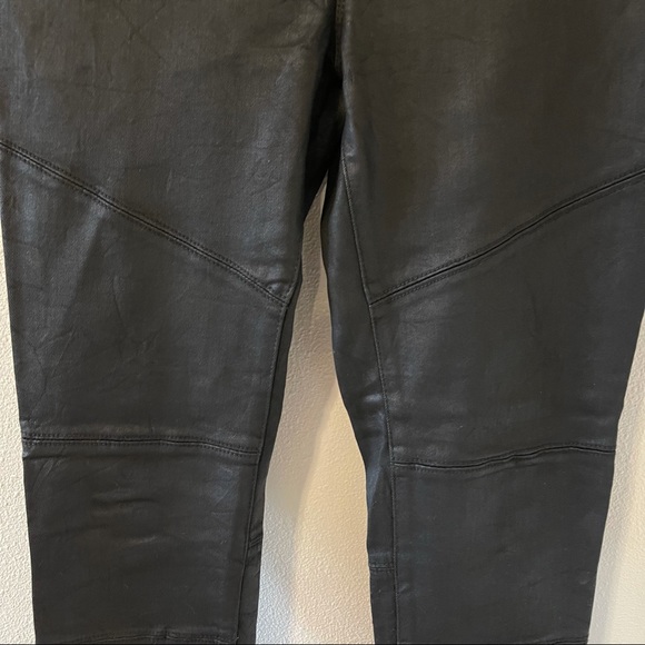 DL1961 Haven Coated Black Asphalt Leggings Raw Hem Side Zipper-28 - Picture 5 of 15
